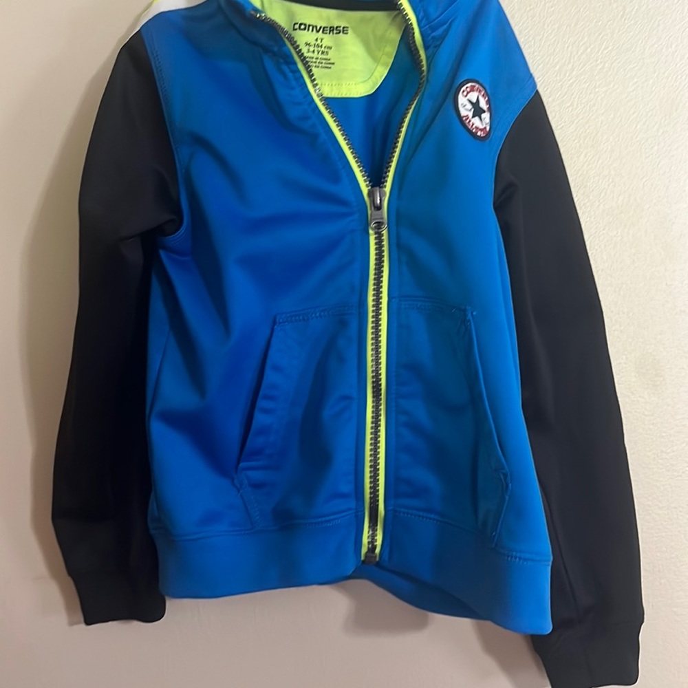 Converse jacket boys size 4t Preschool sweatshirt zipper blue black
